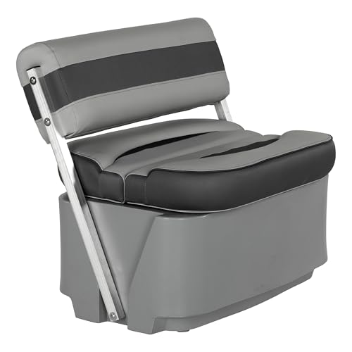 Rockport Series Flip Flop Pontoon Seat with Storage Measures 34.5 L x 34.5 W x 31 H Marine-Grade Vinyl High-Density Foam Easy Installation Fits Most Pontoons River Rock 20221094104