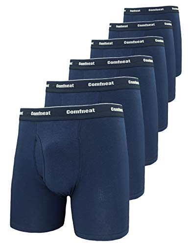 Comfneat Men's 6-Pack Boxer Briefs Cotton Spandex S-Xxl Soft Tag Free Underwear (Navy Pack-6, Xl) #TOP6