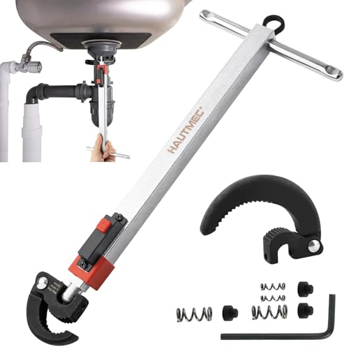 HAUTMEC 11-18inch Telescoping Basin Wrench, Sink Faucet Wrench for Tight Spaces with Replaceable Jaws Capacity 1-1/4''to 2-1/2