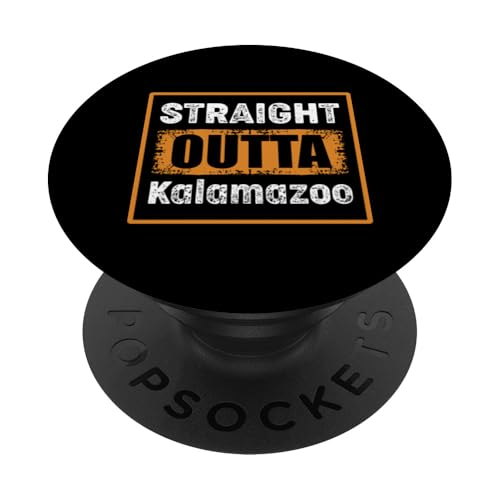 Imagen de Straight Outta Kalamazoo Michigan USA Retro Humor Envejecido PopSockets PopGrip Adhesivo