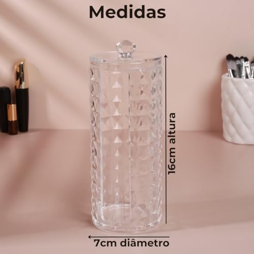 Porta Algodão em Disco Organizador Limpeza Maquiagem Porta Algodão em Acrílico (Illusion)