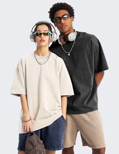 Wyeysyt 3 Pack Oversized Tshirts for Women Vintage Washed Baggy Tees Cotton Short Sleeves Acid Shirts Unisex Tops - Image 4