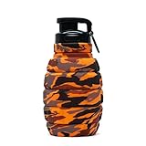 Tufcup Spit Cup Spittoon for Chewing, Portable Reusable Spit Dipping Cup with Lid, Collapsible Spill Resistant Leak Proof Silicone Body Travel Spitter(Orange Camo)