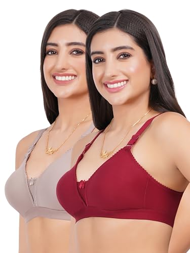 Image of Non Padded in B, C and D Cup Bra - Made of Pure Cotton Full Coverage Over Size Non Wired Pushup Soft Cup for T-Shirt Saree Dress Sports Garment for Daily Use Everyday