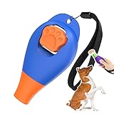 Dog Training Clicker with Whistle and Wrist Strap - Positive Behavior Reinforcer for Pets - All Ages, Puppy and Adult Dogs - Use to Reward and Train - Dog Whistle Included (Blue)