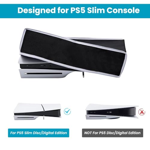 Image of New World Horizontal Dust Cover for PS5 Slim , Oxford Cloth Anti-Scratch Backend Cutaway Design Protective Case for PlayStation 5 Slim Console Digital and Disc Edition- Black