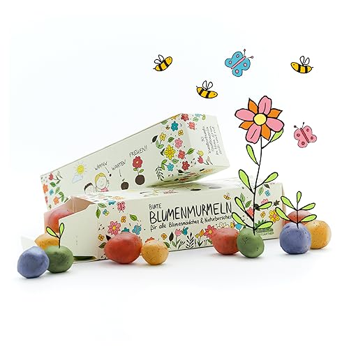 Die Stadtgärtner Blumenmurmeln das Original I 5X 25 handgemachte & kunterbunte Samenbomben mit über 20 Arten von Blumen-Saatgut I Mitgebsel Kindergeburtstag I 100% ökologisch & min. 2 J. haltbar