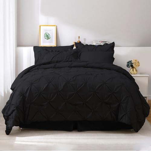 JOLLYVOGUE Queen Comforter Set 7 Pieces, Black Bed in a
