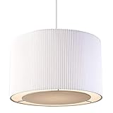 Kompatibel mit LED-Lampen Hängeleuchte Hängelampe Lampenschirm - weiß Plissee Stoff & Chrom - groß rund - Luxus Modern Lampenschirm Lampenschirm Lampe Abdeckung - Ersatz Beleuchtung Zubehör - 460 mm breit x 255 mm hoch