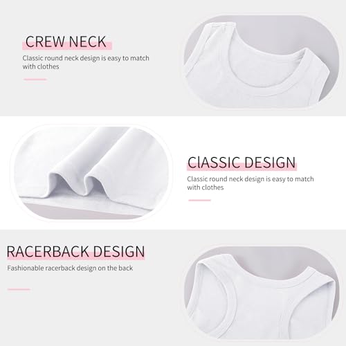 6-Pack Girls and Toddlers' Tank Tops Racerback Sleeveless Undershirts Girls Dance Tops（2-16Years）3