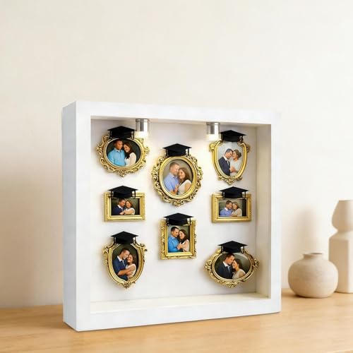 Vitrina de recuerdos dorada y transparente con caja de sombra rectangular para fotos 6
