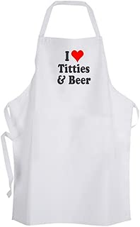 I Love Titties & Beer Adult Size Apron - Heart Tit Breasts Boobs Drinking Humor - coolthings.us