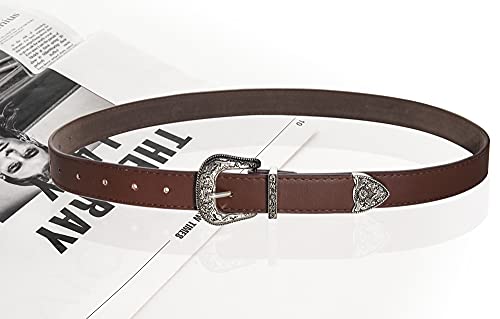 Utowo Western-Belts-For-Women - Cowboy Cowgirl-Lether-Waist-Belts With Vintage Western-Carved-Buckle For Jeans Pants Dresses #TOP4