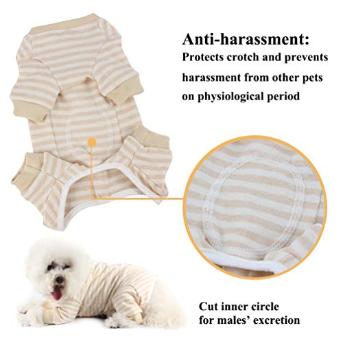 Image of Dog Surgery Recovery Suit Pet Surgical Onesie Long Sleeve After Surgery Wear Pet E-Collar Alternative for Female Male Dog with LegYellow Stripe /X-Large