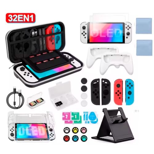 2 Play Kit Accesorios Nintendo Switch 2 – Funda Rígida Transporte, Carcasa Protectora, 4 Fundas Joy-Con Silicona, 3 Protectores Pantalla HD, 10 Grips Joystick, Soporte Mando Ajustable