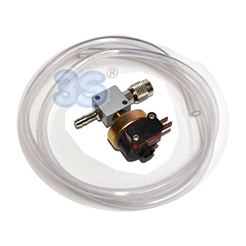 3S SuperSamaStore Vakuumpumpe 42 L/min mit Vakuumschalter, Magnetventil und Vakuummeter, Set Einstufige Vakuumpumpe für Kälte- und Klimatechnik mit 2 m Schlauch und Zubehör