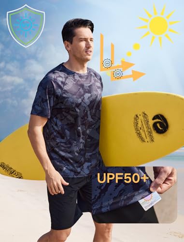 PINSPARK Men's Rash Guard Swim Shirt UPF50+ Sun Protection Quick Dry Athletic Water Shirts for Men Surf Hiking2
