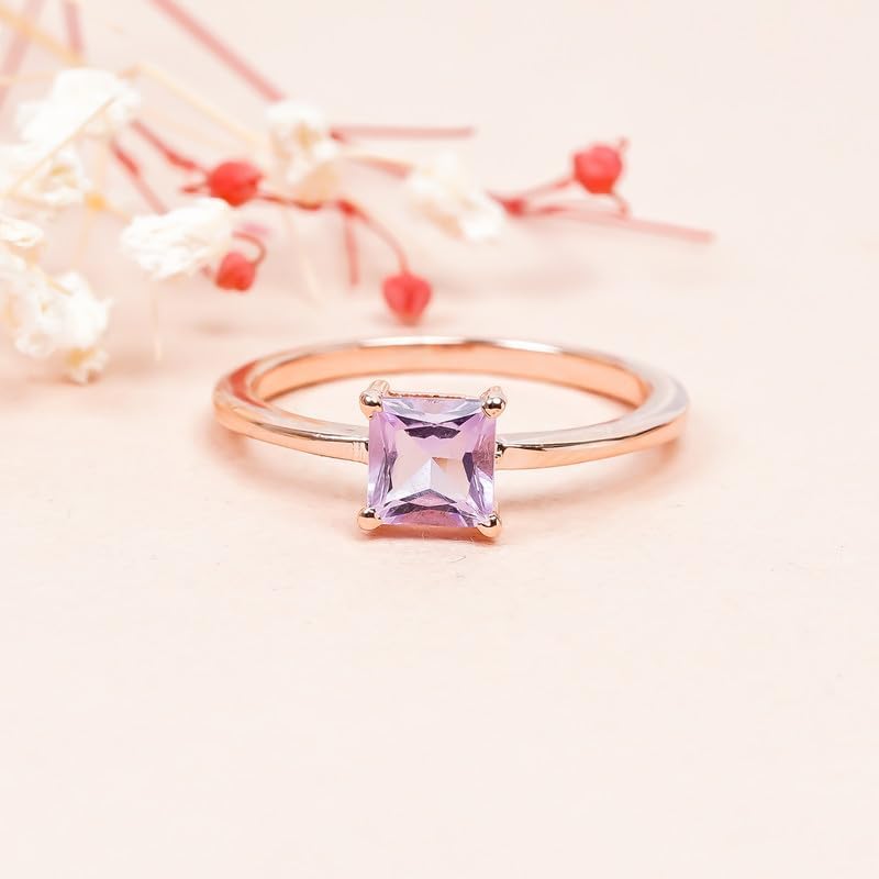 Bague améthyste rose argent anti stress avec pierre naturelle de guérison - 4