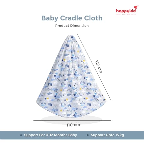Image of Happykid Baby Cradle Set | Durable Cotton Cloth, Mosquito Net, Spring, Hanger Jhoola, Thottil (Blue)