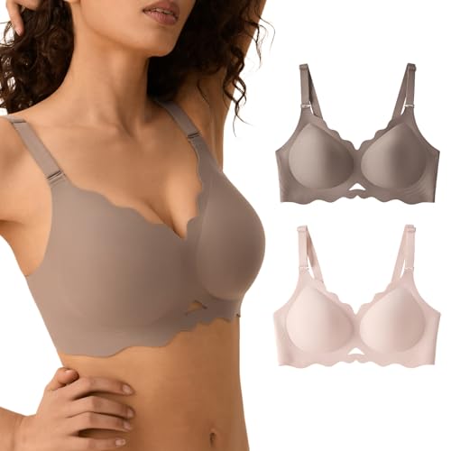 Jelly Bras for Women with Support - S-3XL Wireless Seamless T-Shirt Bra No Underwire Full Coverage Comfort Bralette Black Small