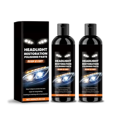 ONRSV 2Pcs Headlight Stain Remover Polishing Paste, Headlight Restoration Kit, Removes Yellowing & Oxidation, Headlight Cleaner for Headlights, Taillights, Fog Lights & Directional Lights