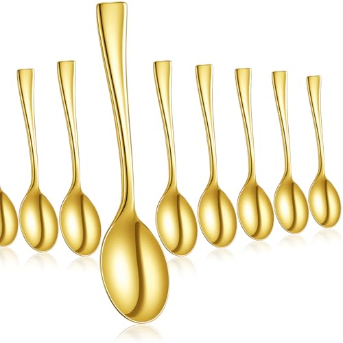 PercyEffie 300pcs mini spoons disposable gold plastic appetizer 4inch spoon small spoon for dessert mini spoons for desserts Tasting Spons for Appetizers, Puddings, Ice Creams