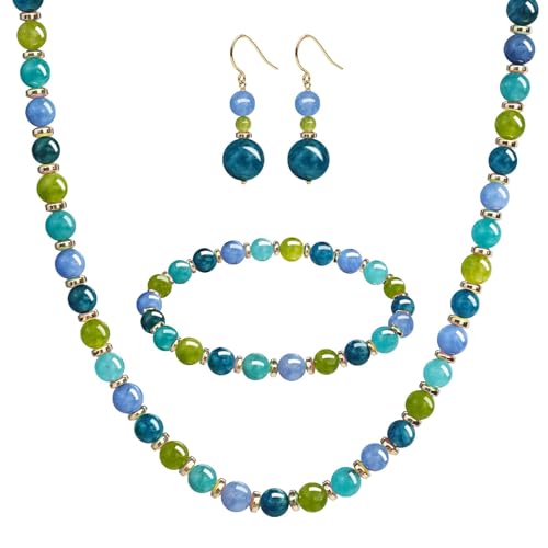GEMTAL Beaded Necklaces for Women 3Pcs Colorful Boho Gemstone Bead