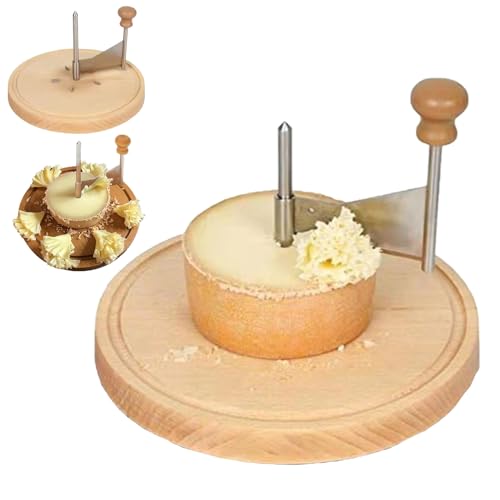 Girolle Cheese Shaver, Girolle Cheese Curler, Girolle Cheese Flower Shaver, Cheese Curler Stainless Steel Cheese Curler Wheel, Wooden Cheese Curler for Cheese or Chocolate Shaver for Hard Cheese (1)