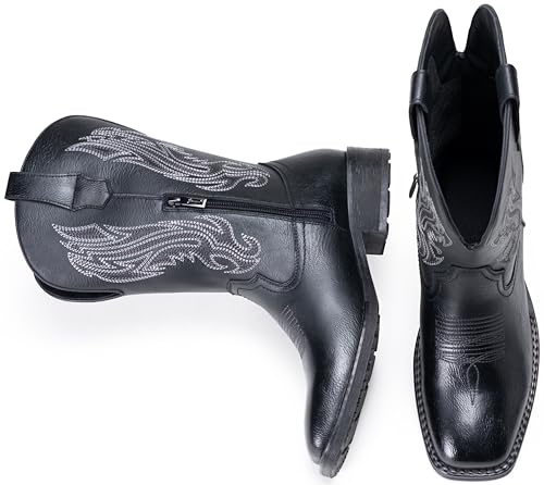 Image of Jousen Cowboy Boots for Men Embroidery Men's Western Boots Retro Square Toe Mens Boot Botas Vaqueras Para Hombre