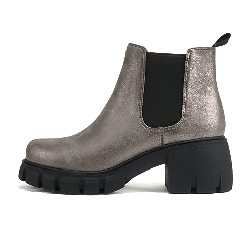 Image of Soda PIONEER ~ Women Lug Sole Mid Heel Chelsea Fashion Ankle Bootie w /Double Elastic Gore