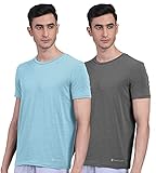 Freecultr Men's Bamboo Undershirt, Anti Microbial, Anti Odor, Breath tech Super Soft & Comfort Fit Lounge wear and Sleep wear Tshirt (Pack of 2)