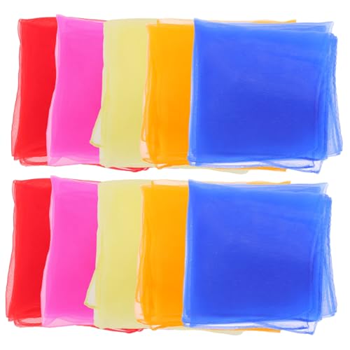 Mipcase 10pcs Candy Square Juggling Dance Scarves Play Scarves for Boys and Girls Sensory Toys