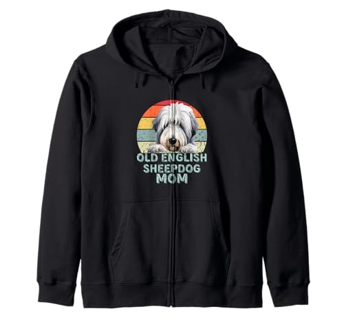 Viejo Inglés Pastor Perro Mamá Retro Vintage Perros Amante Sudadera con Capucha