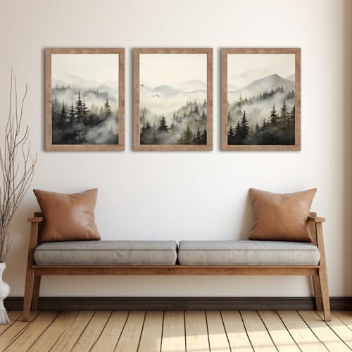 Montagnes mystiques XINBAO : Triptyque d'art sur toile haut de gamme