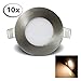 Produktbild BAODE LED PANEL,Ultraslim Einbauleuchte,Einbaustrahler Leuchte 3W Dimmbar Gebürstet Silber Deckenlampe Warmweiß Ø85mm Downlight(10er Pack)