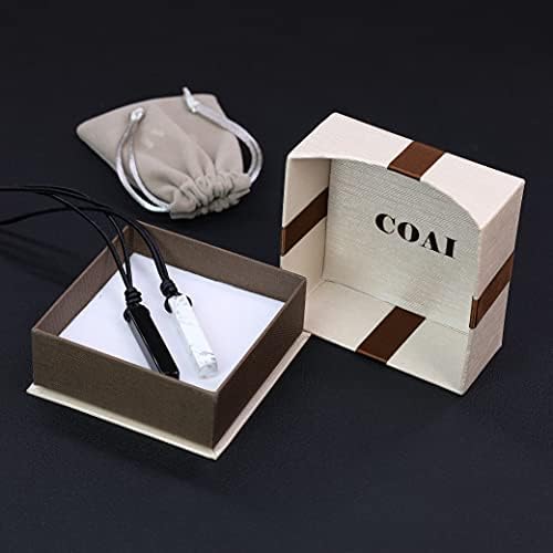 COAI Genuine Leather Cord Bar Stone Pendant Necklaces for Couples