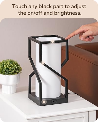EDISHINE Modern Bedside Lamp with USB Port & Touch Control Nightstand Lamp for Bedroom, Living Room, Kids Room - Dimmable Bulb Included