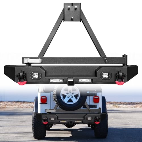 MARSITTER Rear Bumper Black for 1997-2006 Jeep Wrangler TJ