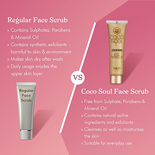 Coco Soul Face Scrub with Coconut & Ayurveda |Gentle Exfoliation | Deep Pore Cleansing | Revitalizing & Tan Removal | Silicones, Mineral Oil, Paraben & Sulphate Free | Vegan | 100g - Image 4