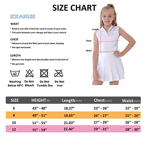 Exarus Girls' Sleeveless Golf Tennis Polo Shirts Kids V-Neck Athletic Workout Tank Tops Upf 50+ Moisture Wicking Quick Dry White 6 Years #TOP6