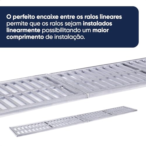 Ralo Linear Grelha e Aro Suporte em Alumínio com Tela Anti Insetos 15x100cm