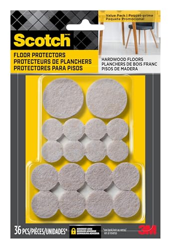 Image of Scotch Felt Pads, Felt Furniture Pads for Protecting Hardwood Floors, Beige, Multi-Pack, 16-3 /4 in., 16-1 in., 4-1.5 in., Round, 36 Pads Total