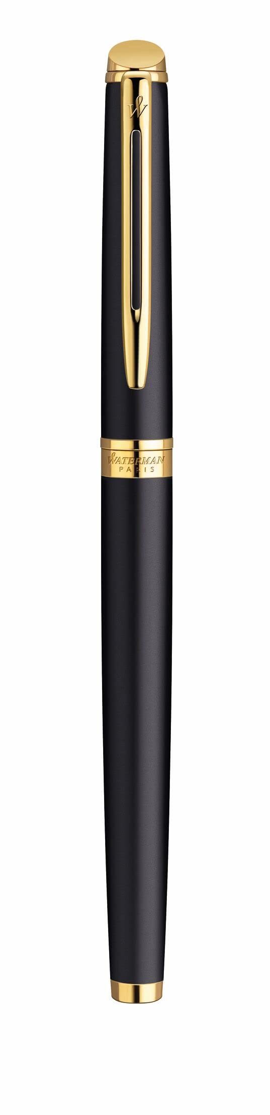 Waterman Hémisphère Füllfederhalter mit Gravur | Geschenk für Mann und Frau | inspiriert von Pariser Mode | personalisiert | graviert | Blaue Tinte | Mittlere Spitze (LACK SCHWARZ G.C.)