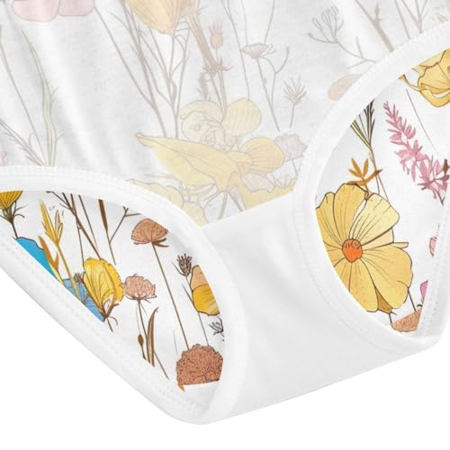 Girls Underwear, Vintage Wildflower White Toddler Panties, Girls Cotton Underwear, 2T–8 Years4