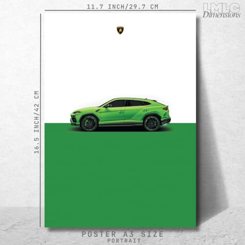 Image of Live Mad Live Crazy Lamborghini Urus Portrait Single Wall Paper Poster, A3 Size, 16.5L X 11.7W Inches Unframed Art Prints - Home, Bedroom, Living Room & Decor - Aesthetic, Matt Finish, Frame Not Included