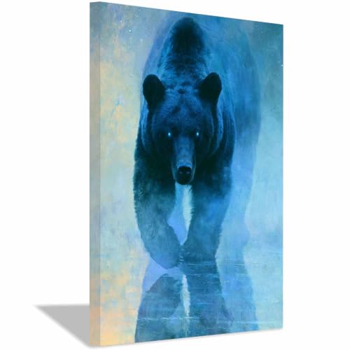 Peinture murale d'art ours brumeux encadrée de haute qualité