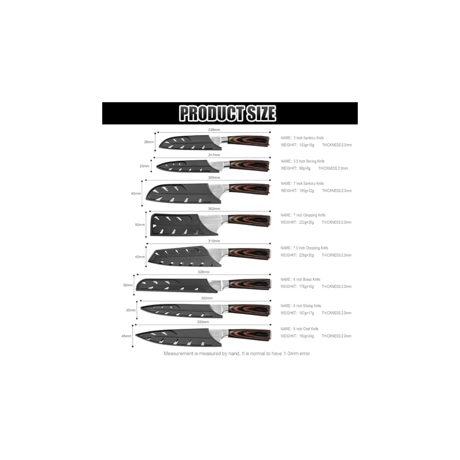 STEADY HOME™ Professional Chef Knife Set, 8 Pieces High Carbon Stainless Steel Masterchef Knives with Knife Sharpening Rod Roll Bag and More Kitchen Gadgets, Ultra Sharp Kitchen Knives Set