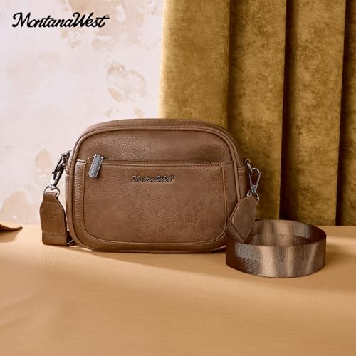 Image of Montana West Crossbody Bags for Women Cow Print Purse Triple Zip Shoulder Handbags with Wide Strap