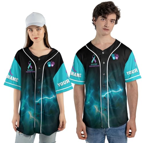 Custom Suicide Awareness Baseball Jersey, Suicide Prevention Shirt, Ribbon Suicide Awareness Pride Jersey Inspirational Gift miniatura 2