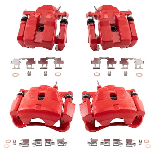 Image of TRQ Front and Rear Brake Caliper Set Performance Coated Brackets Compatible with 2012-2018 Toyota RAV4